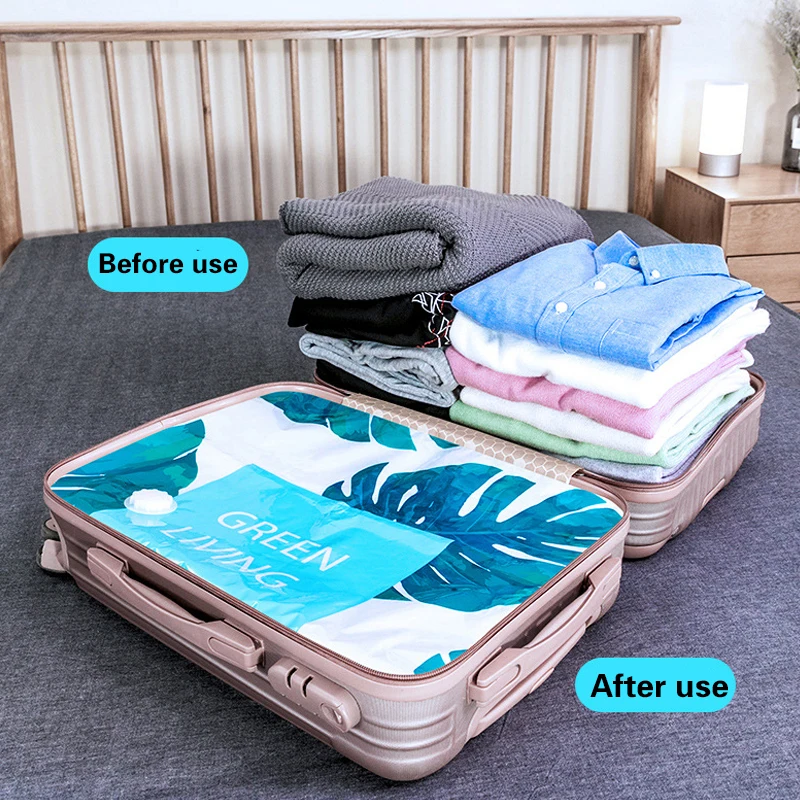 1PC Thickened Vacuum Storage Bag For Cloth Compressed Bags with Hand Pump Reusable Blanket Clothes Quilt Organizer Travel