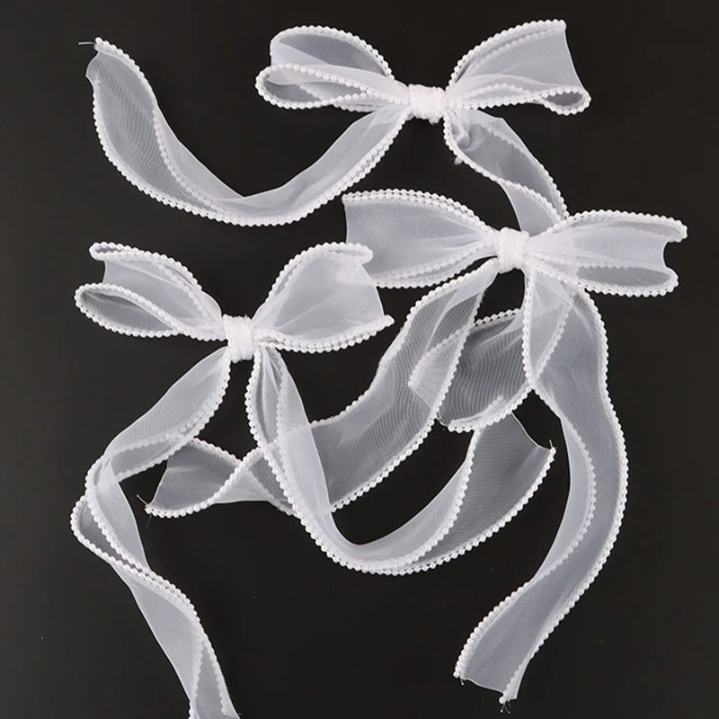 

(3pcs/pack)22.3*14.5cm Pearl Edge Bow Organza Ribbon Lace Wedding Decor Flowers Gift Packaging Decoration Clothing Accessories