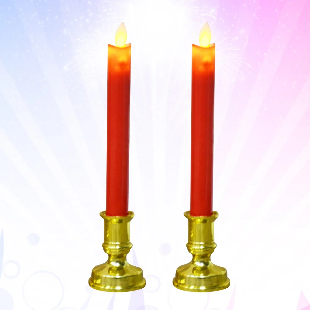 1 زوج LED الإلكترونية ضوء سوينغ محاكاة مصباح كهربائي قضيب طويل الذهبي أسفل نمط أحمر توفير الطاقة #3