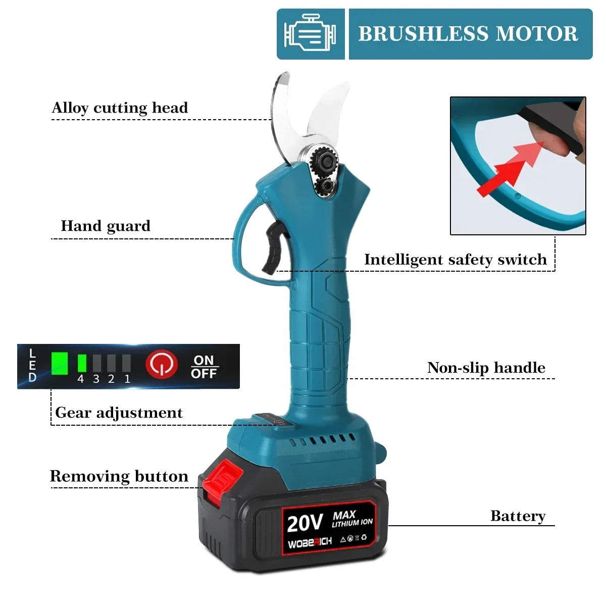 Imagem -03 - Cordless Electric Shear Poda para Makita Bonsai Ramos Cortador Ferramenta de Paisagismo Eficiente Fruit Tree Pruner 21v