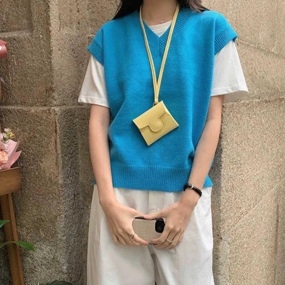 

Multifunctional Small Square Wallet Solid Color PU Leather Mini Headphone Bags Simple Durable Lipstick Storage Bag Daily