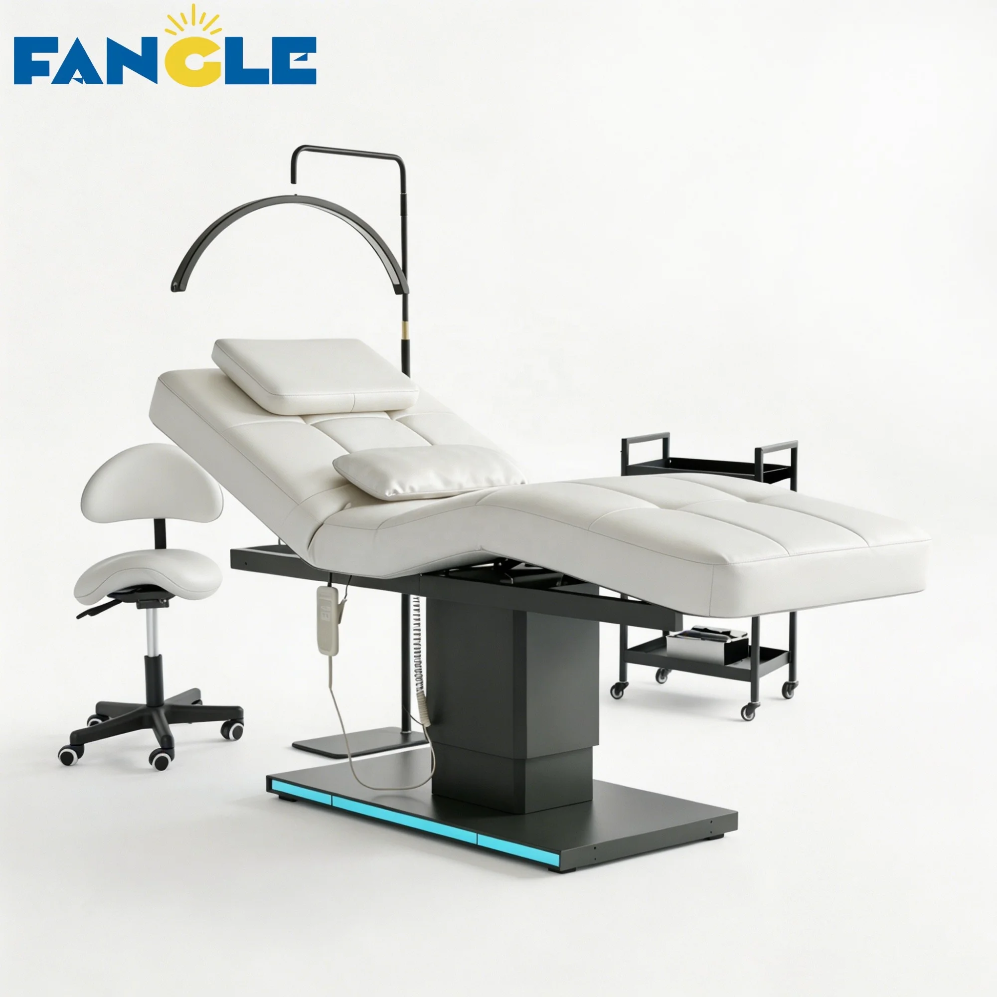 Luxury Black Leather Beauty Salon Massage Electric Bending Care Facial Eyelash Electric Beauty Bed Adjustment Lash Bed
