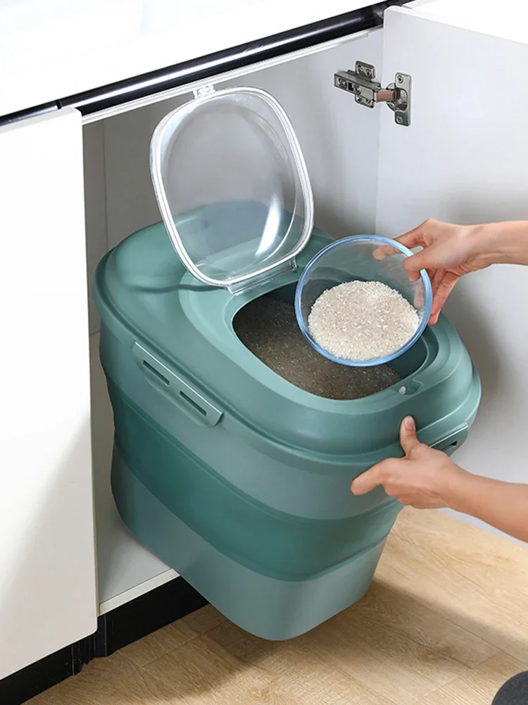 25/10KG Foldable Food Storage Box Insect Proof Rice Container Pet Food Dispenser Moisture Proof Cereal Bucket Kitchen Organizer