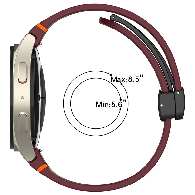 Original Silicone Band For Samsung Watch 7 6 FE 5 4 Classic Strap 47mm 43mm 44mm 40mm Magnetic Buckle Galaxy Watch 5 Pro 45mm