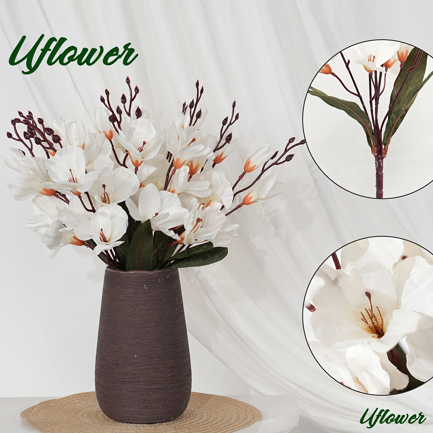 Künstlicher Magnolien-Orchideen-Blumenstrauß aus Seide, künstliche Blumen für Hochzeit, Zuhause, Party, Tischdekoration, Fotografie-Requisite
