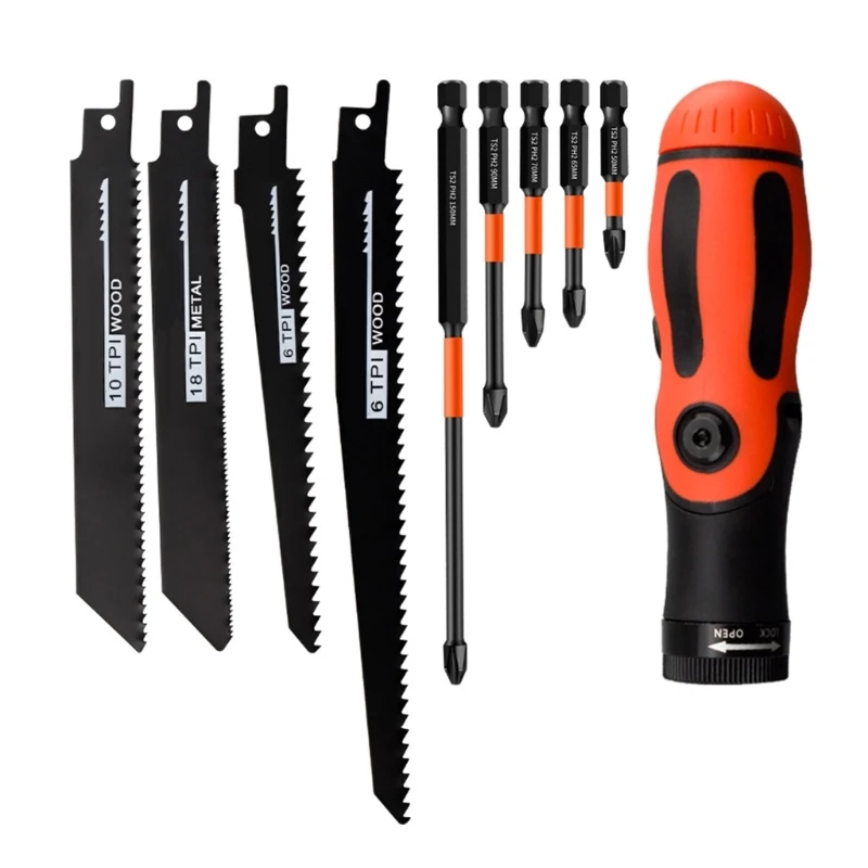 Changeable Handsaw Grip Handle Convenient & Flexible Handle Screwdriver Set for Precise Cutting Woodworking Tool