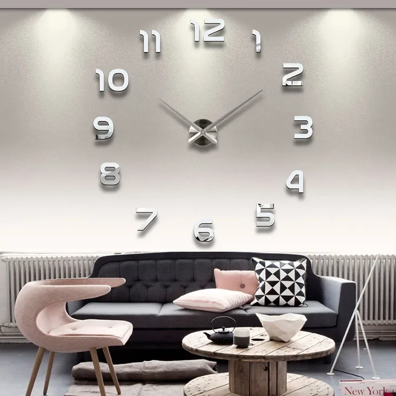 

Muhsein 2021 Home Decoration New Wall Clock 3d DIY Mute Wall Clock Acrylic Mirror Sticker Quartz Watch Free Shipping