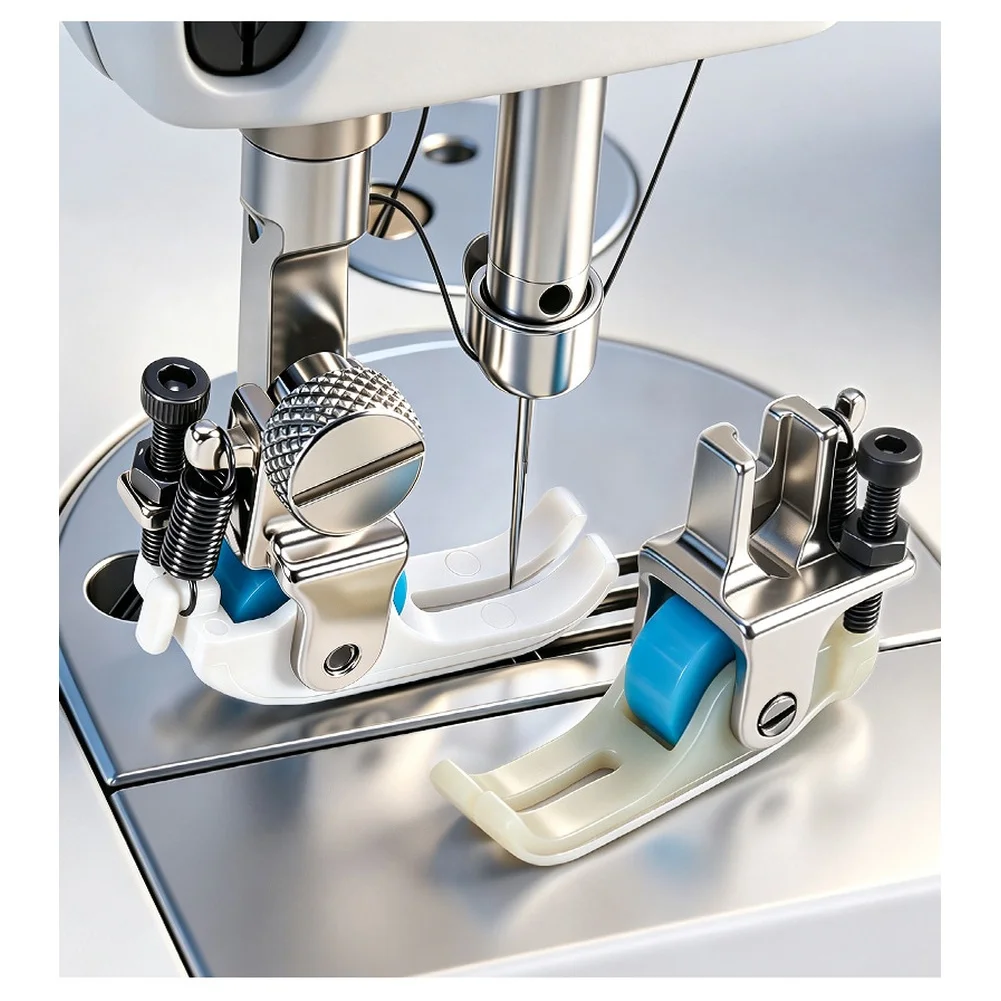PTFE-Coated Roller Foot for Sewing Machines Enabling Over For Leather and Laminated Fabrics with Clear Stitch View