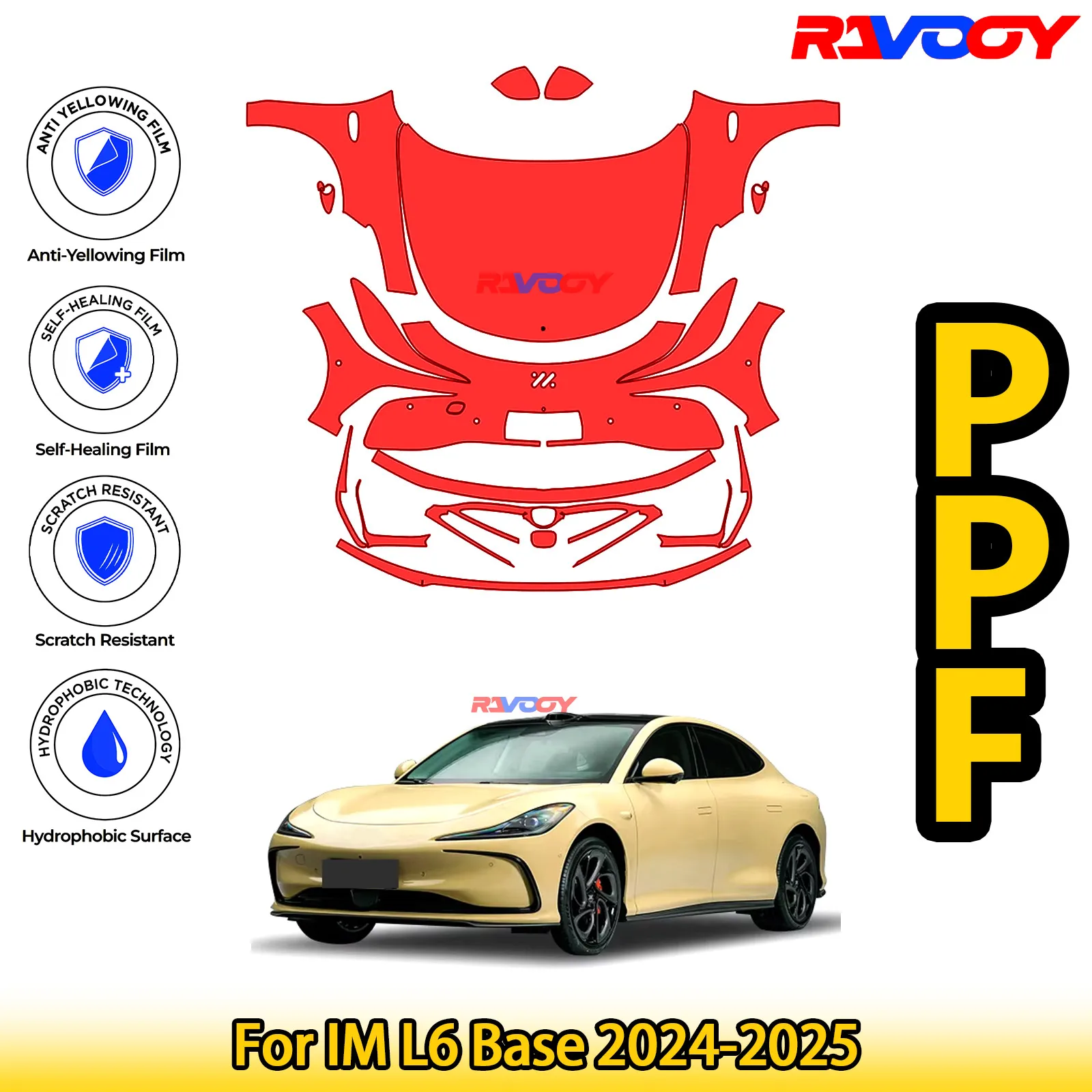 

For IM L6 Base 2024-2025 Glossy Matte Black Precut front PPF Kit Paint Protection Film