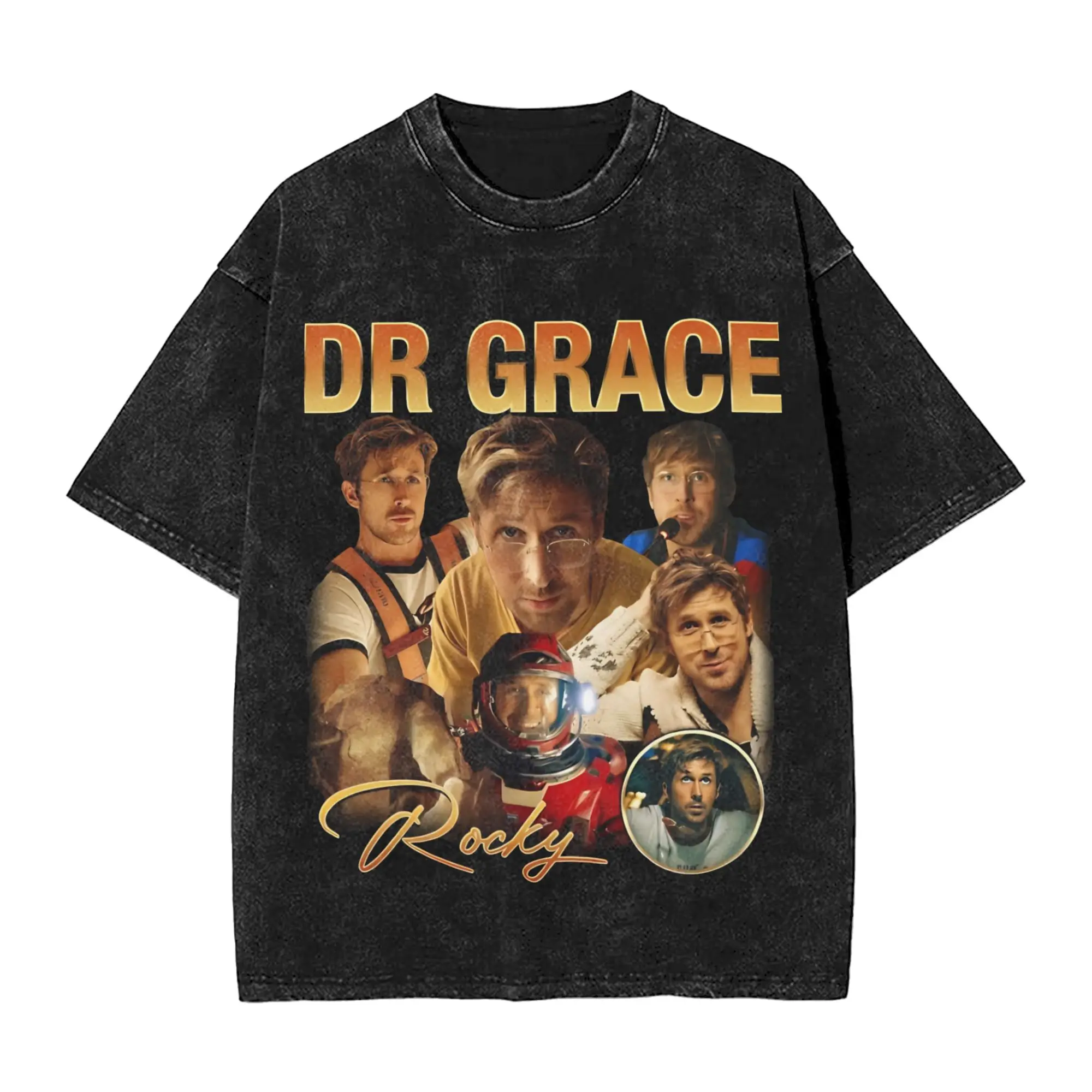 Vintage Project Hail Mary Dr Grace Rocky Jazz Hands T-Shirt Men Round Collar Pure Cotton Washed T Shirts  Short Sleeve Tee Shirt