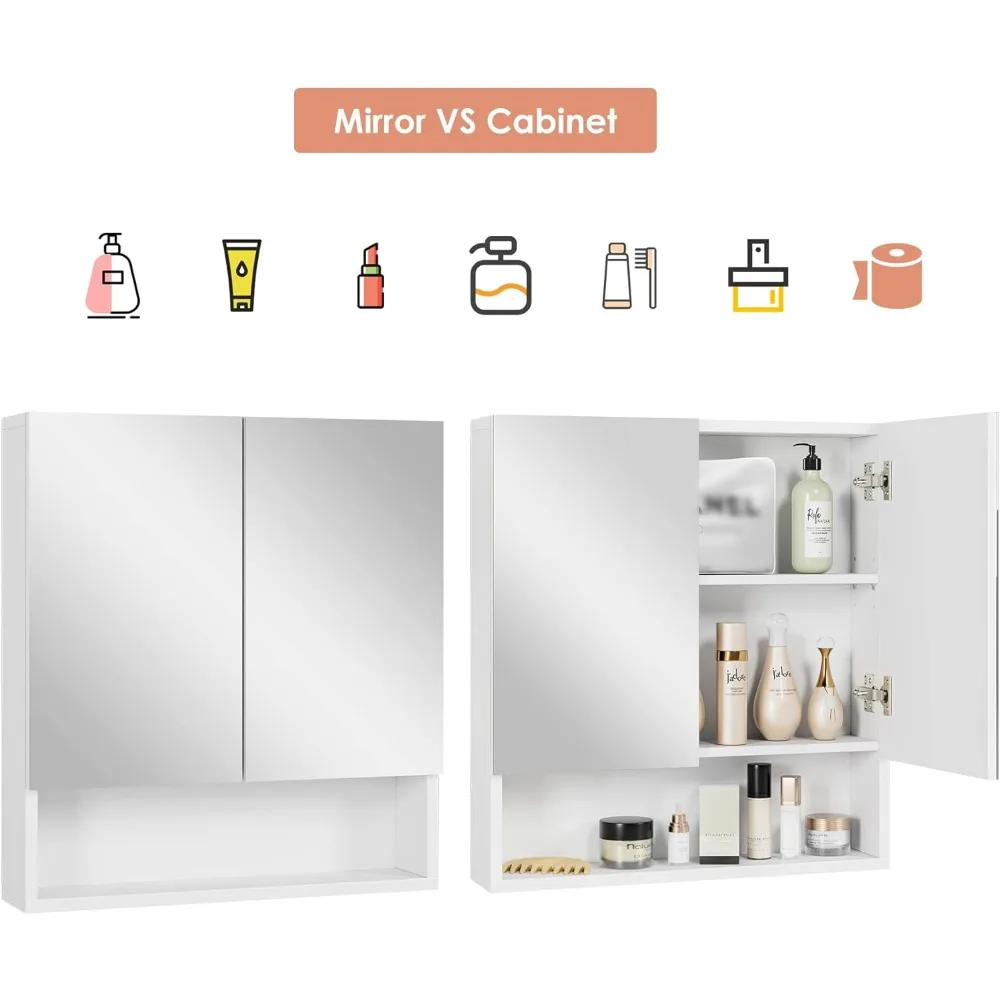 Bathroom Wall Cabinet Medicine Cabinet, Wall Mounted Bathroom Mirror with Storage Mirror Cabinet with 2 Doors