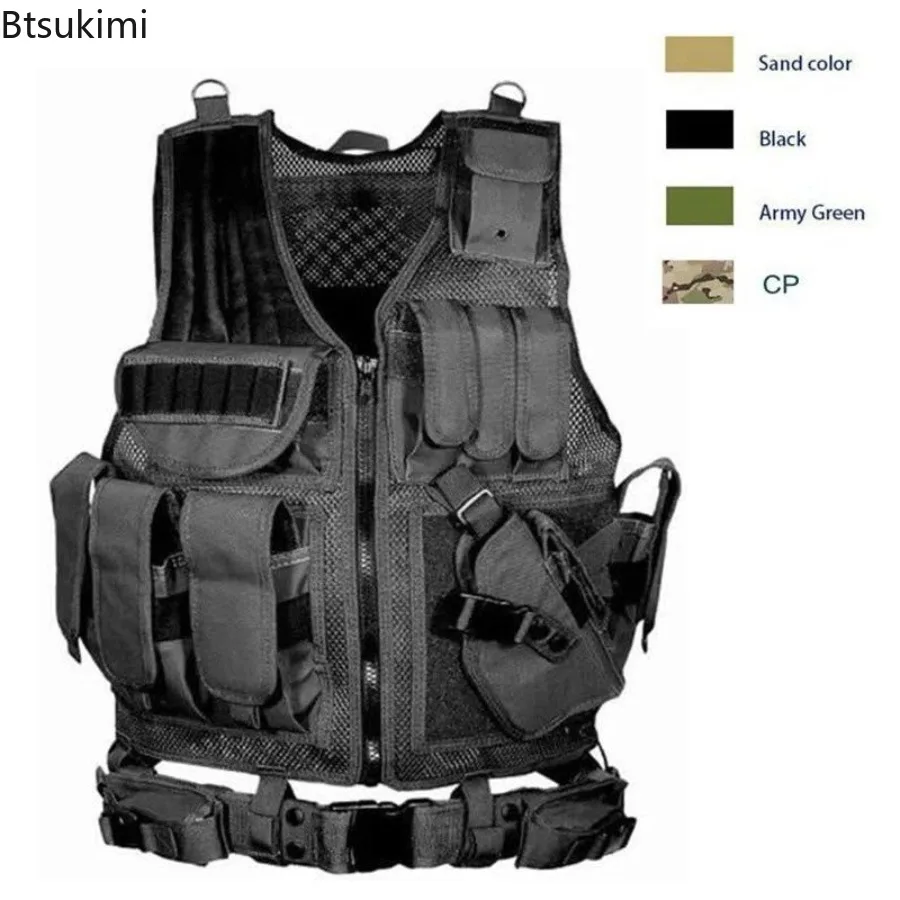 Adjustable Molle Tactical Vest Combat Body Armor Vests Security Guard Hunting Army Outdoor CS War Game Airsoft Training Jacket