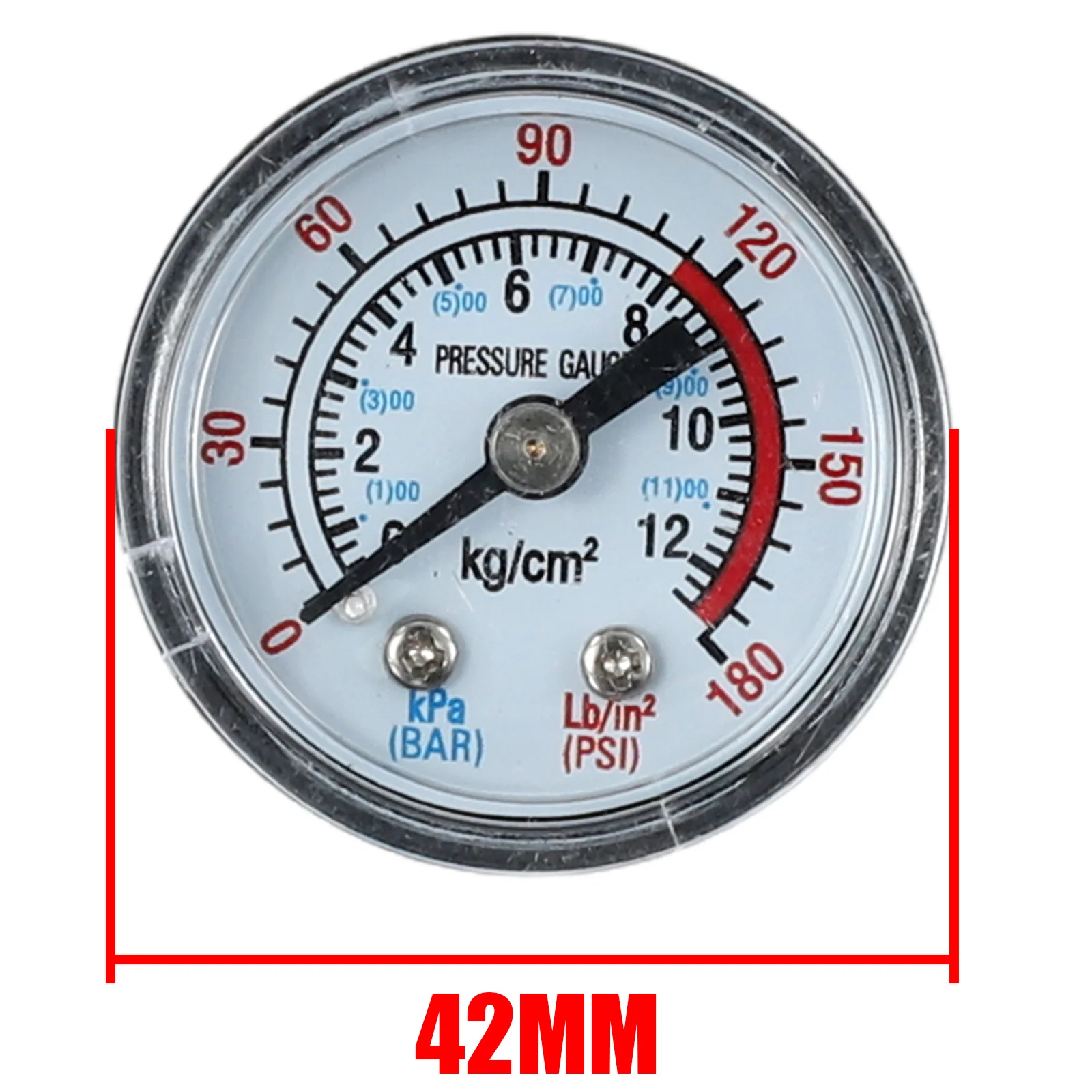 1PC Air Compressor Pneumatic Hydraulic Fluid Mental Shell Bar Air Pressure Gauge Double Scale 0-12Bar / 0-180PSI Dia 42mm