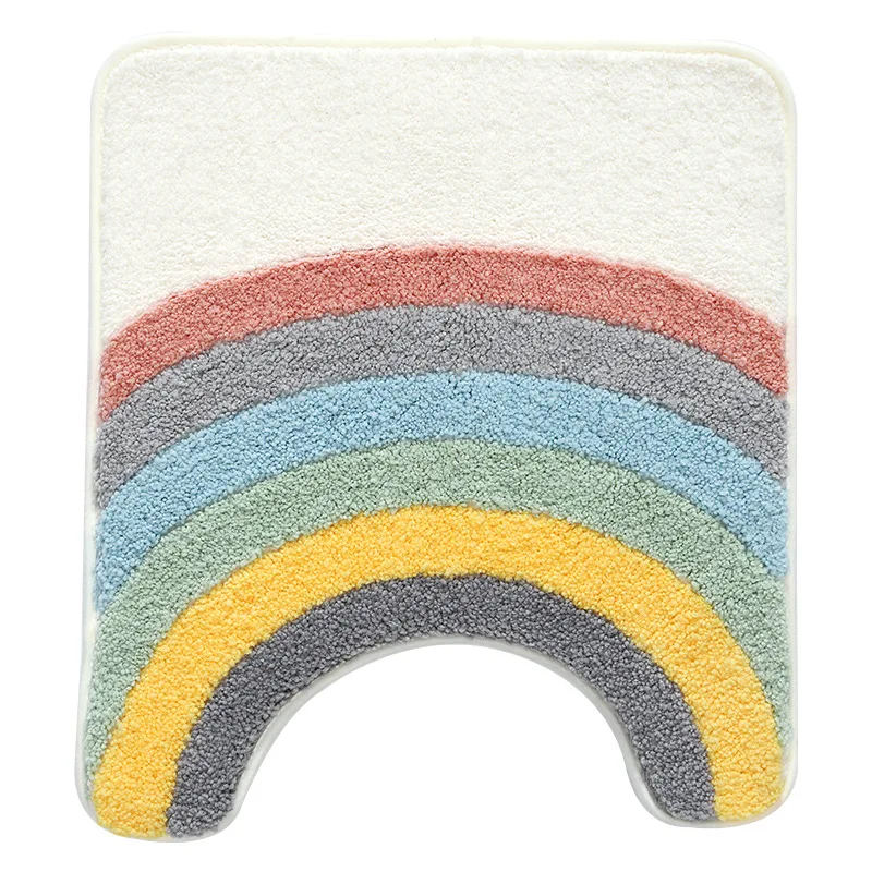 High Quality Microfiber Flocked Toilet Foot Mat Bathroom Water-absorbent Non-slip U-shaped Floor Mat Toilet Decorative Carpet