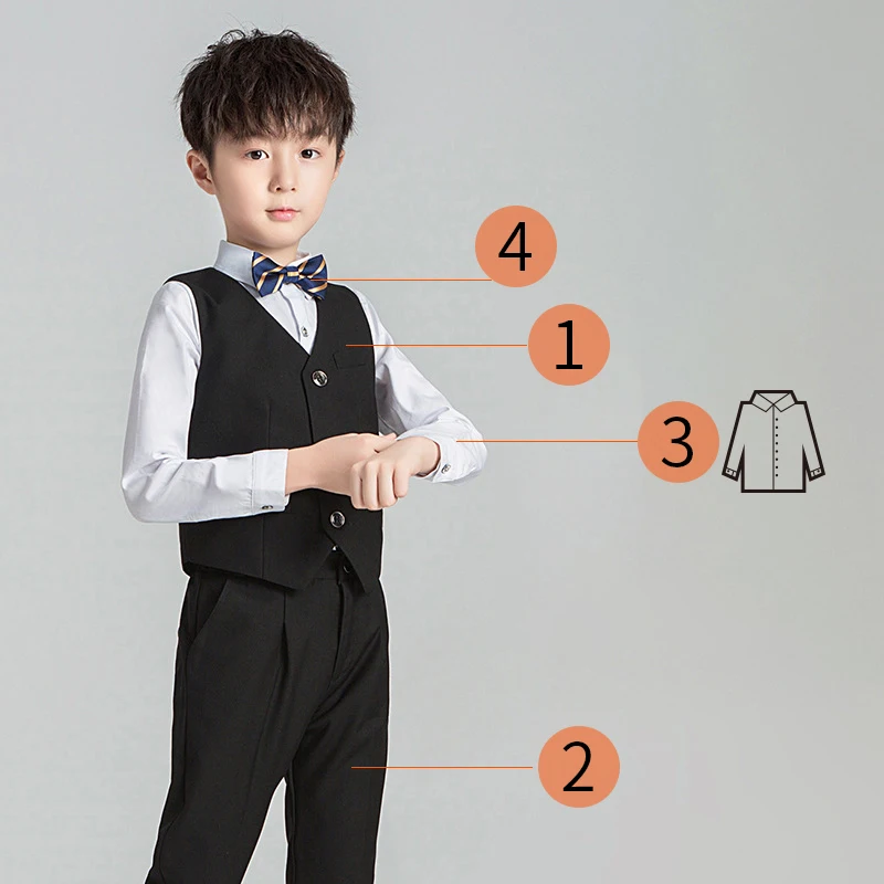 

Boys and children's suit set Coat, shirt, jacket, pants, bow tie optional Dress 5 6 7 8 9 10 11 12 13 14 15 16 years old speech