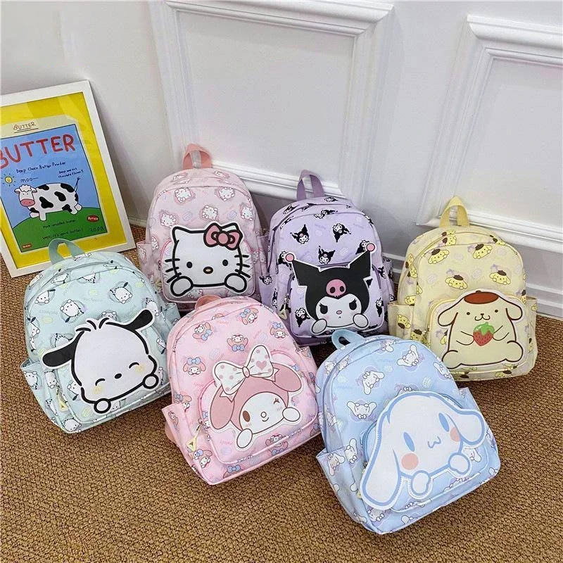 27x34cm Kawaii Sanrio Hello Kitty Cinnamoroll My Melody Kuromi bolsa de libros de dibujos animados mochila de estudiante bolso de hombro de alta capacidad regalo