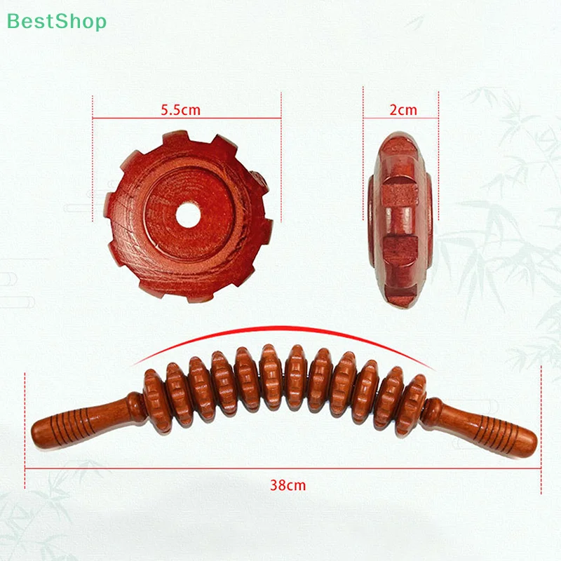 

♥♥♥12-wheel Massage Stick,Wooden Massager,Abdominal Massage,Back And Thigh Massage Meridian Roller Stick