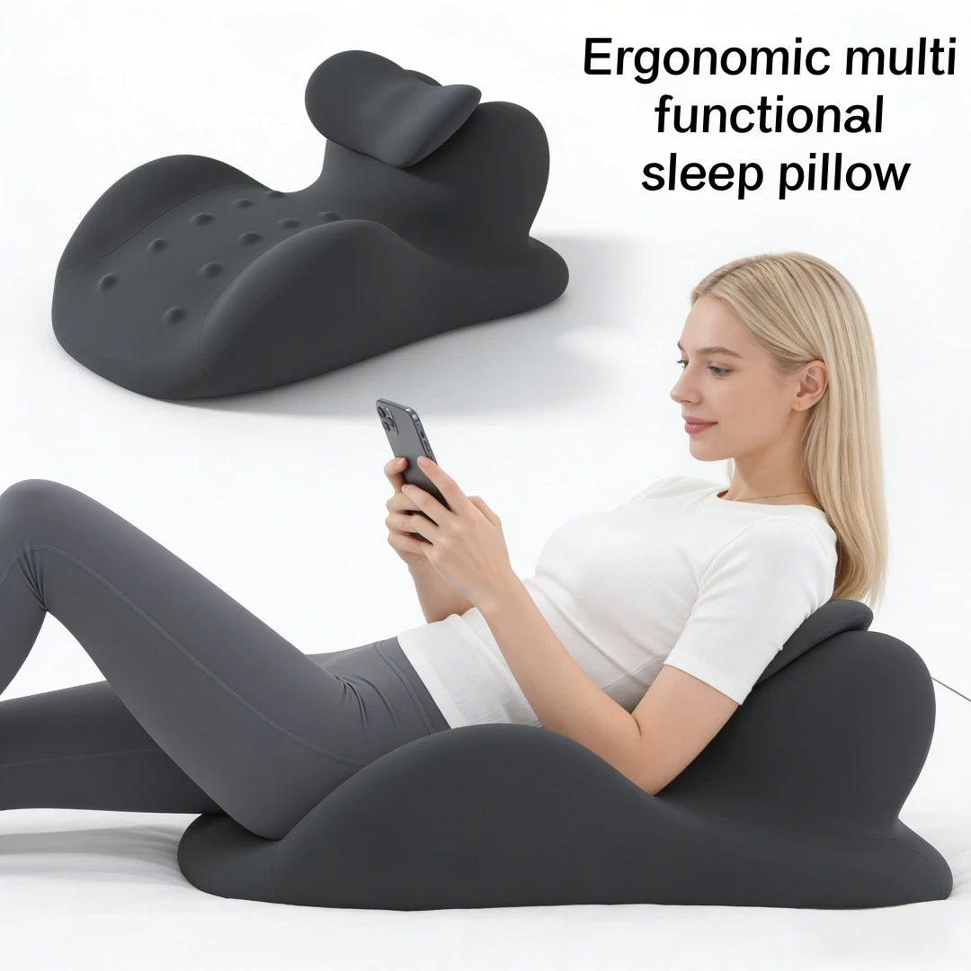 

Face Down Pillow for Bed Sleeping with Neck Suppor Stomach Sleeper Headrest with Arm Tunnel Like Couple Pillow Soft& Washable