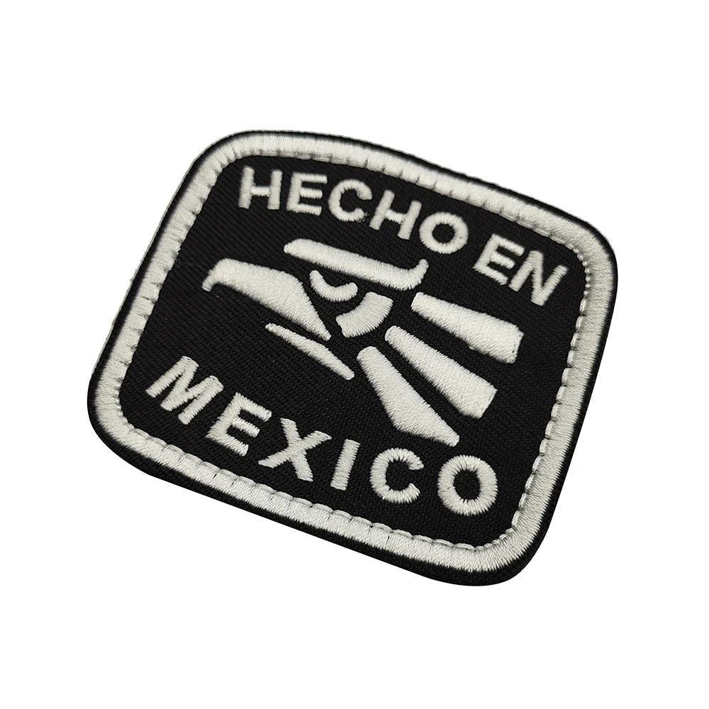 Hardcore Mexican Pride Patch Embroidered Badge with Eagle Skulls National Motifs Hook Loop Gear