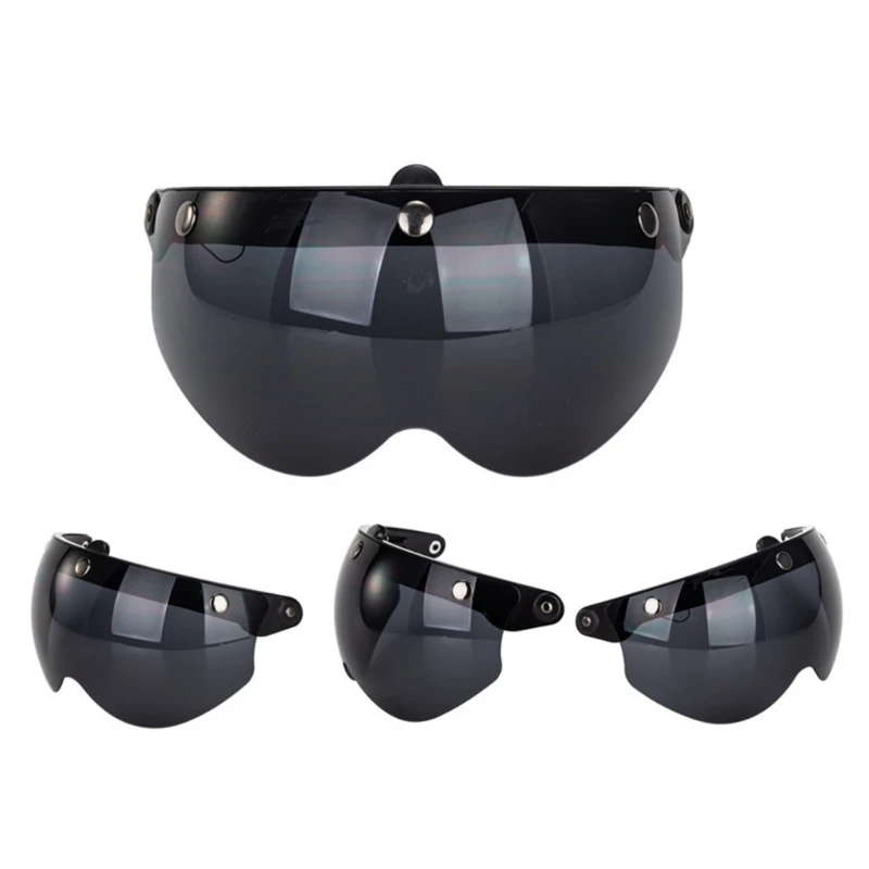 Visiera universale a 3 scatti per casco da motociclista a faccia aperta, protezione antivento ribaltabile l\'alto