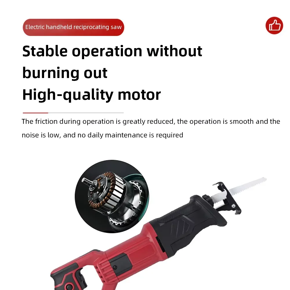 3000W Multifunctional Corded Reciprocating Saw Handheld Power Saw with Self-locking Chuck for Construction Woodworking Metal Cut