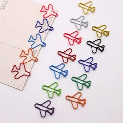 Many Colors Aircraft Plane Paper Clips Decorative Special-shaped Paper Clip Metal Student Stationery Cartoon Cute Paperpins