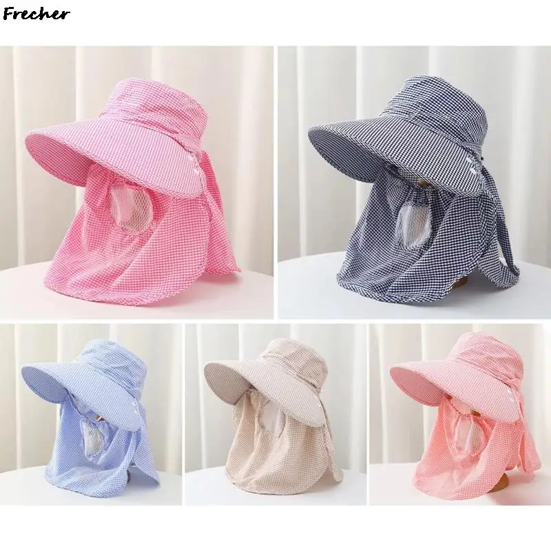 Women Face Cover Sun Hat Wide Brim Garden Work Hats Sun Protection Climbing Hiking Hat Fishing Visors Caps Detachable Sunhat