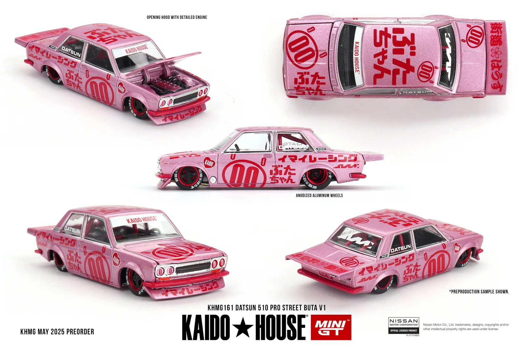 

MINIGT&Kaido House 1/64 KHMG161 Datsun 510 Pro Street Buta V1, литая модель автомобиля из сплава, игрушка для мальчиков, подарок, украшение