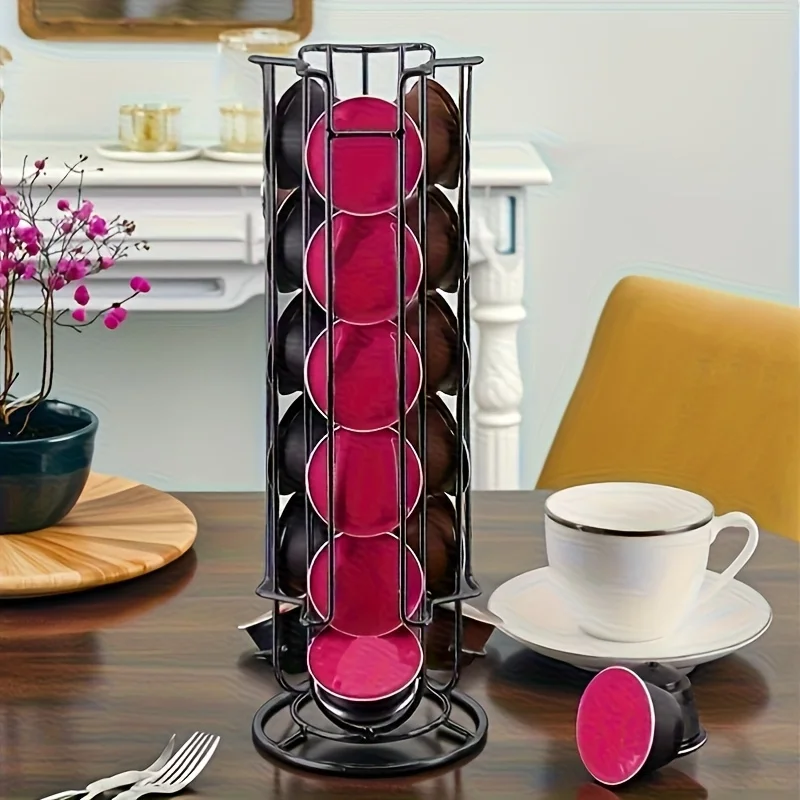 Estante de almacenamiento de cápsulas de café Dolce Gusto, almacenamiento de gran capacidad, giratorio, adecuado para estantes de exhibición de oficina y hogar, 1 ud.