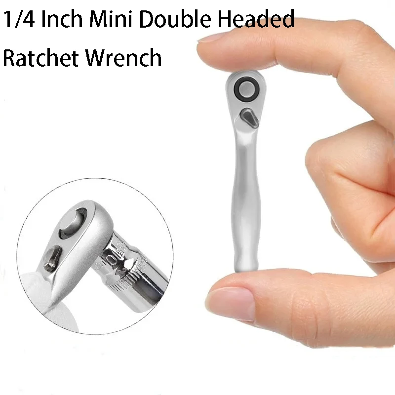 1/4 Inch Mini Double Headed Ratchet Wrench Dual Head Quick Socket Portable Wrench Hex Torque Wrenches Quick Spanner Hand Tools