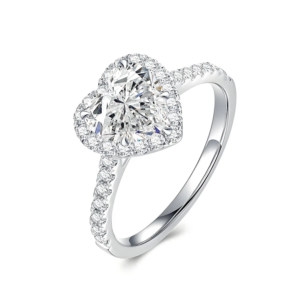 

S925 Sterling Silver 3 Carat 9x9mm Love Mozzarella Diamond Ring Women's Fashion Trend Ring Diamond Ring Wedding Ring