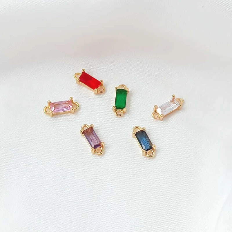 5 Pezzi Nuovo 14K Rame Placcato Oro Colore Zirconia Doppio Appeso Barra Lunga Piccolo Ciondolo Fatto A Mano Collana FAI DA TE Accessori di Gioielli