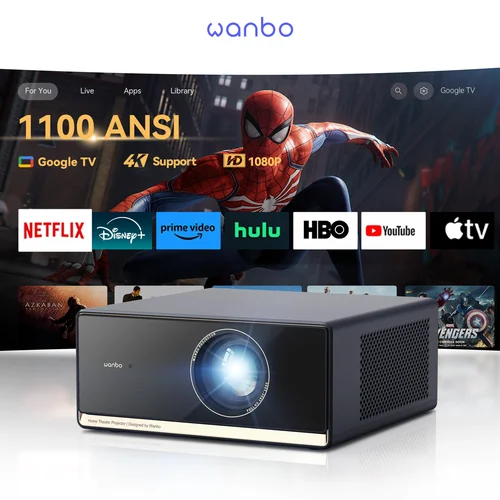 Wanbo X5 Pro 2025 Nuevo Proyector en línea 4k Full HD 1080P HDR10 Proyector 1100 ANSI Android TV11.0 ASA3.0 Proyectores de enfoque automático
