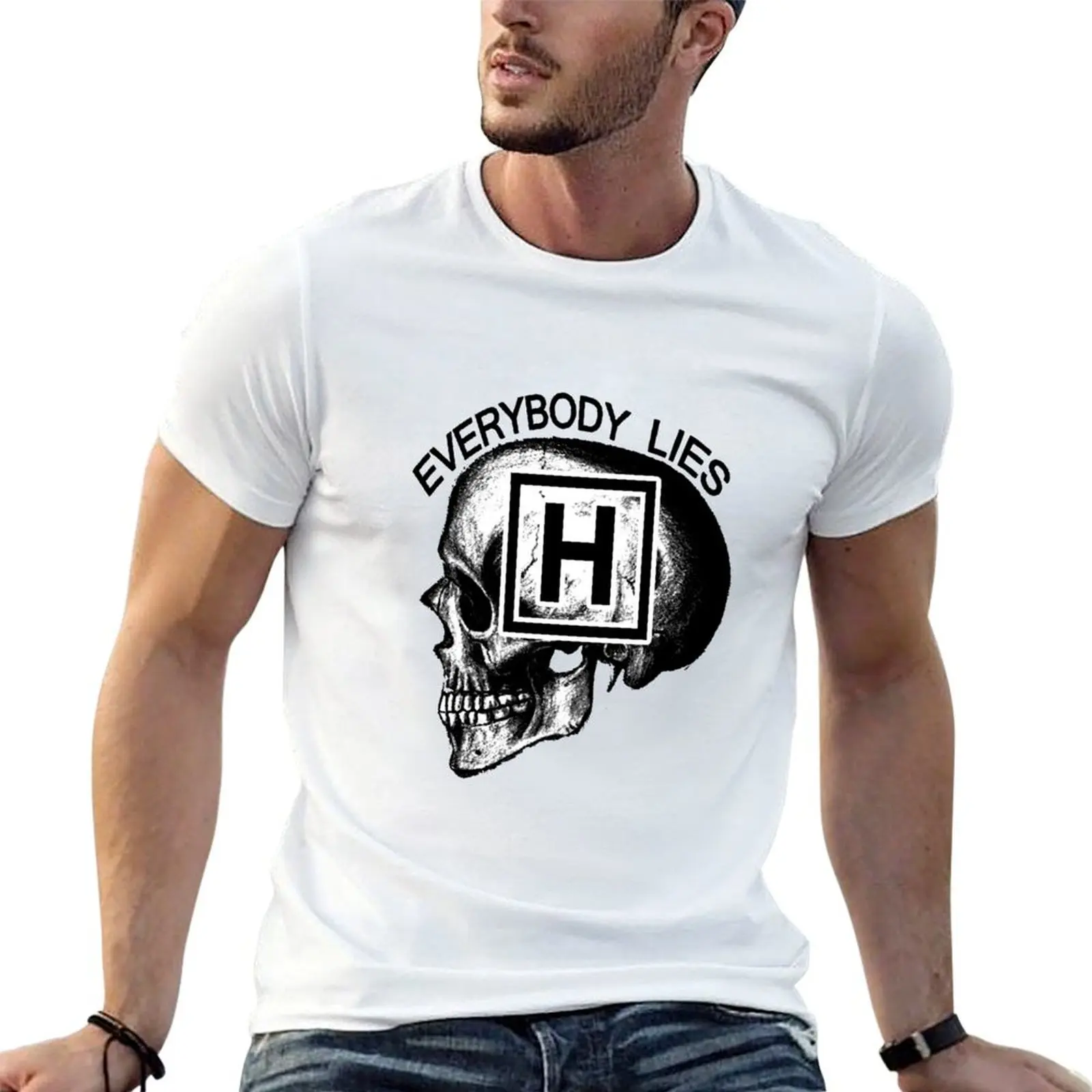 Dr House - Everybody Lies (skull) T-Shirt Athletic Quick Dry T-Shirt for Men