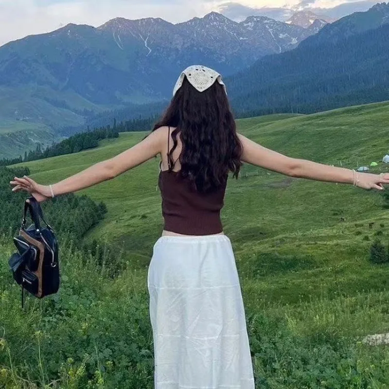 

Вязаный вручную треугольный шарф-повязка для волос, винтажная ажурная повязка на голову в стиле хиппи-бохо, милый подарок для пляжной вечеринки и отпуска