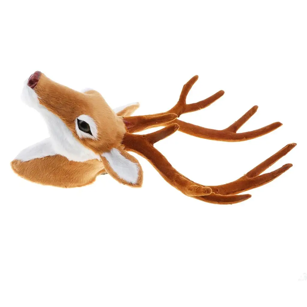 Stuffed Deer Head Model Toy, Animal Wall Hanging Decor, Home Ornament Gift