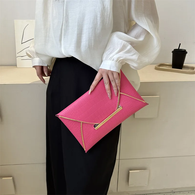 Fashion Stone Patten Women\'s Clutch Bag PU Leather Envelope Bag Ladies Party Banquet Evening Bag Purse Elegant Wedding Handbags