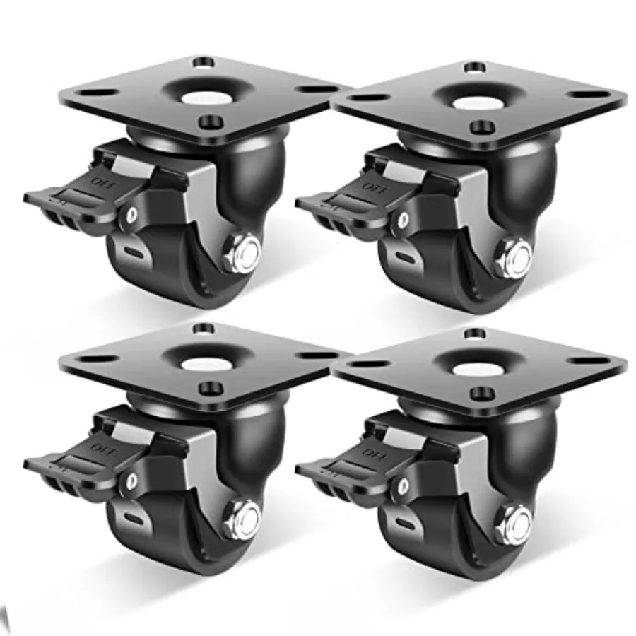 

ch Heavy Duty Casters Set of dustrial Grade Castors Wheels 00 LBS Low Gravity Plate Swivel Caster with Brake Durable and Corros