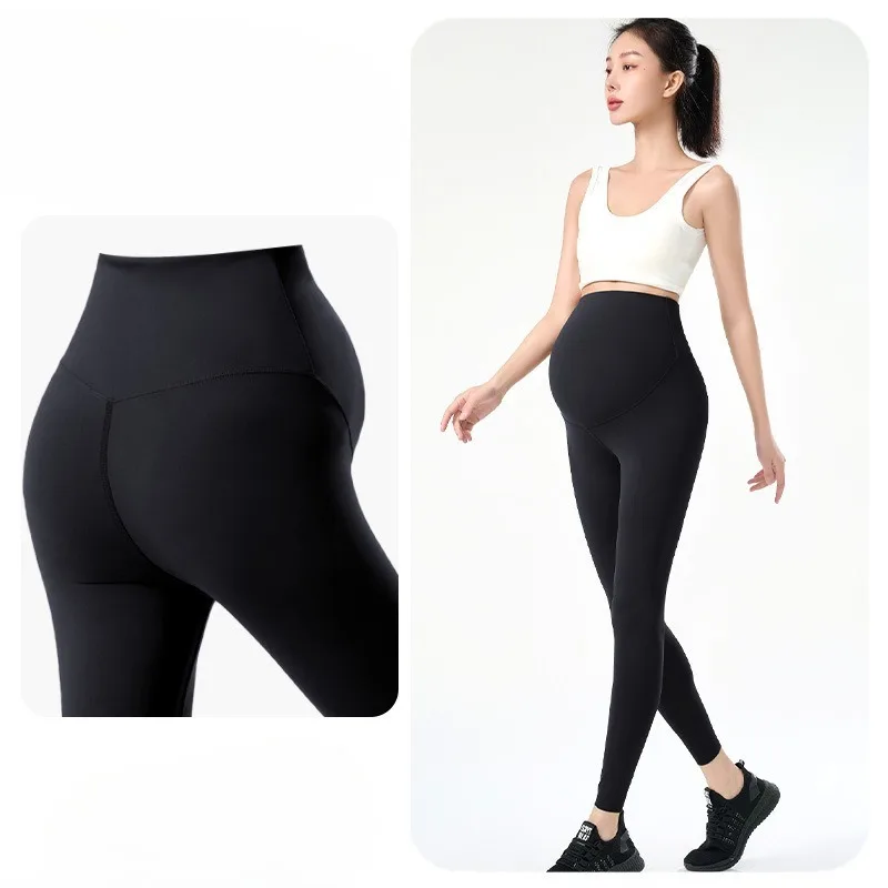Pantalones de yoga de maternidad para niñas con doble capa y soporte para el vientre, polainas básicas para prendas de vestir exteriores de primavera y otoño