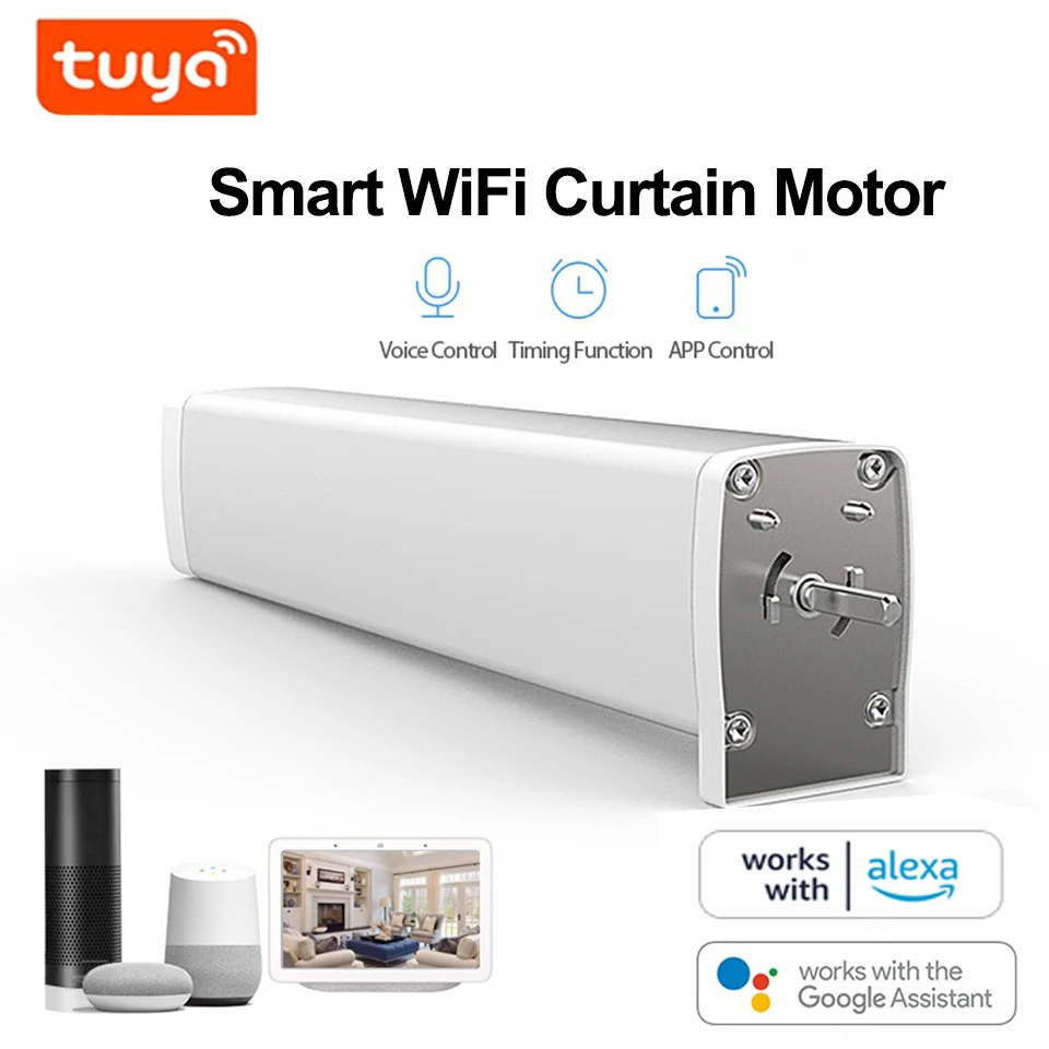 Tuya Smart WIFI Intelligent Curtain Motor Ultra Quiet Electric Wireless Remote Control Voice Control for Alexa Google Home