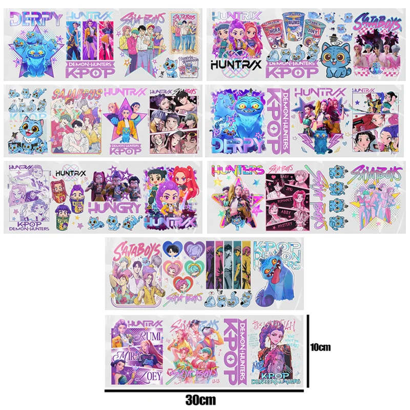 UV DTF Aufkleber KPop Dämon Jäger Saja Jungen HUNTR/X Rumi Mira Zoey Jinu Permanent Transfer Aufkleber Wasserdichte DIY Dekorieren