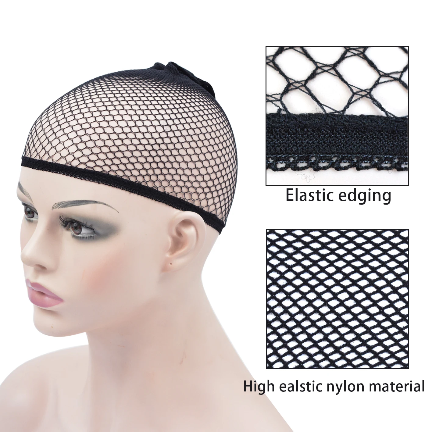 2 Pieces Hair Nets Mesh Stocking Caps Weaving Wig Hairnet Open Ended Wig Cap for Women