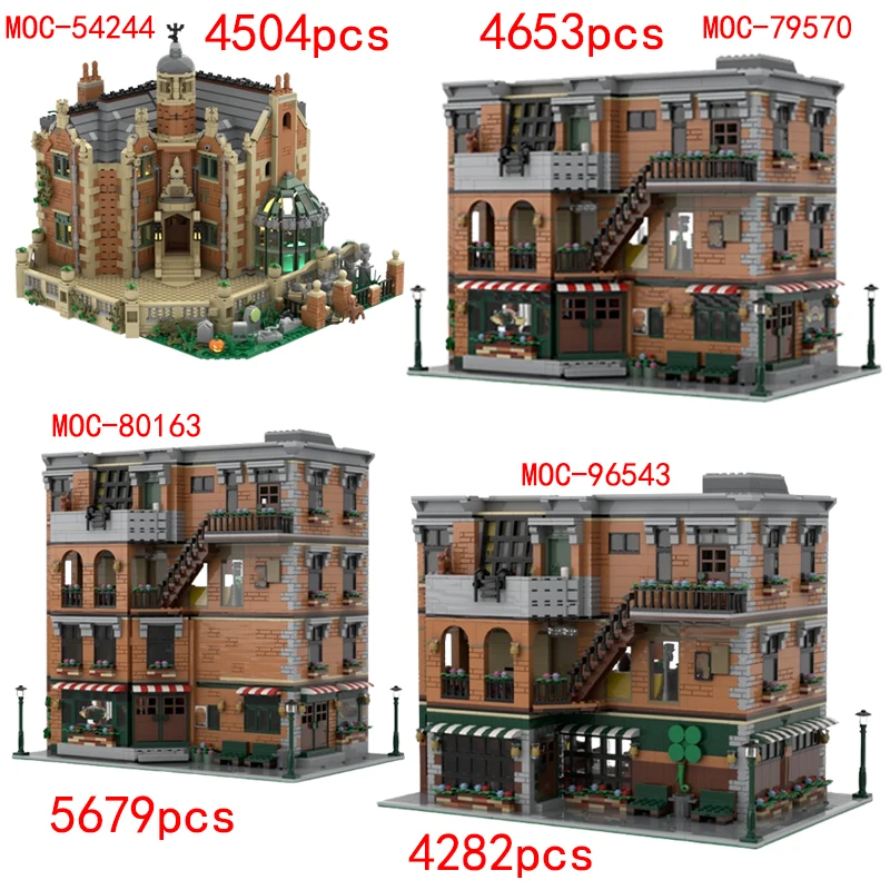 Spot MOC-54244 Haunted House 79570 Apartment 80163 96543 Small Particle Assembling Building Block Building Model Toy Gift