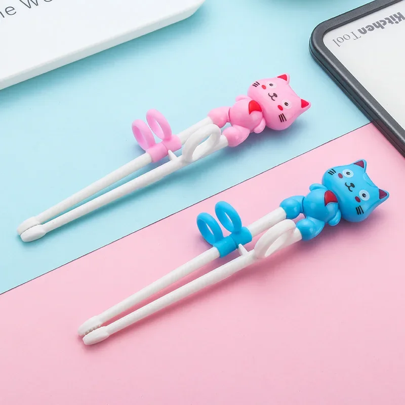 1 Pair Easy Use Children Learning Chopstick Beginner Kids Chopsticks Cute Cat Children Chopsticks Plastic Child Tableware