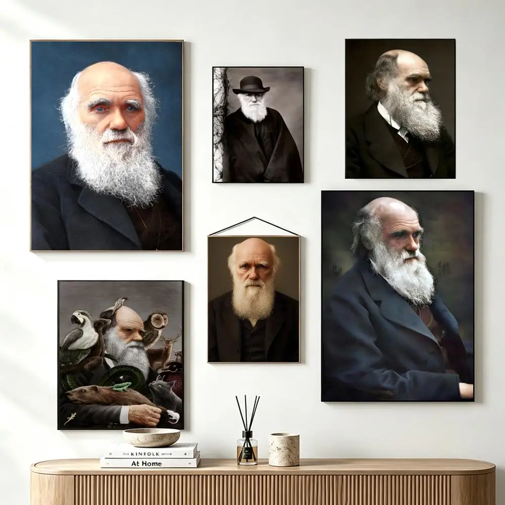 Brilliant Scientist C-Charles Darwin Poster Self-Adhesive Wall Art HD Print For Dorm Teen Room Decor Gift