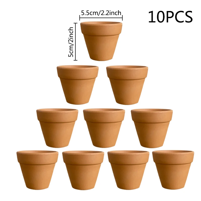 10 pcs Terracotta Pots2.2 inch Small Mini Clay Pots With Hole Pottery Clay Planters For Cacti And Succulent Plants (5.5 X 5cm)