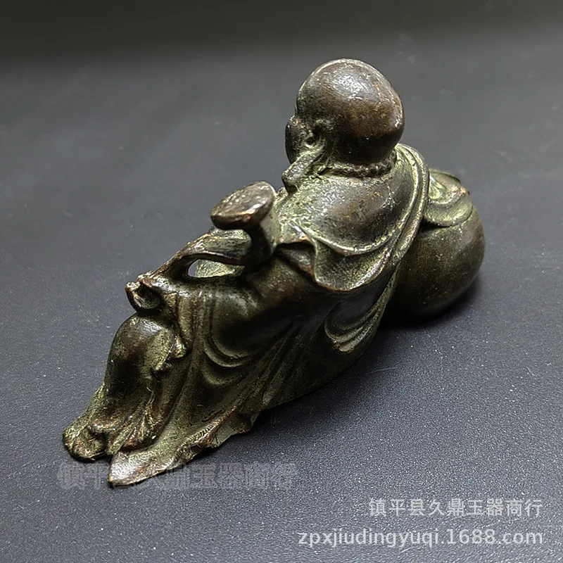 Bronzeware: Small decorative piece of the Laughing Buddha with a Ruyi design, suitable for home and office decoration