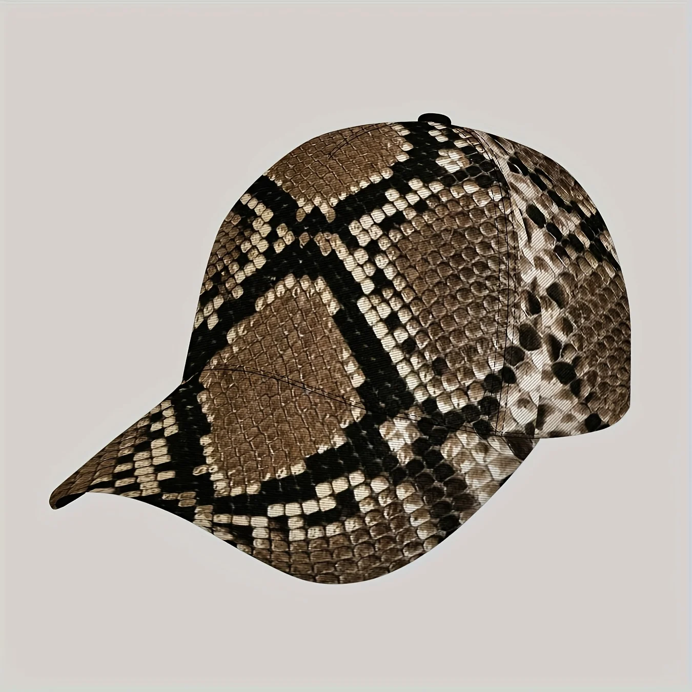 A Men'S Baseball Cap, Lightweight Sun Hat - Trendy Snake Print Baseball Cap with Adjustable Buckle Design, Perfect for Beach Out