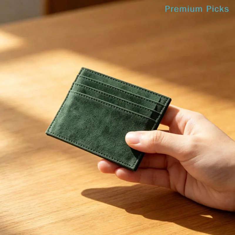 portableSuede Thin Card Holder Multi Slots Dust-proof Credit Bank Card Small Purse for Men Outdoor Activities Use
