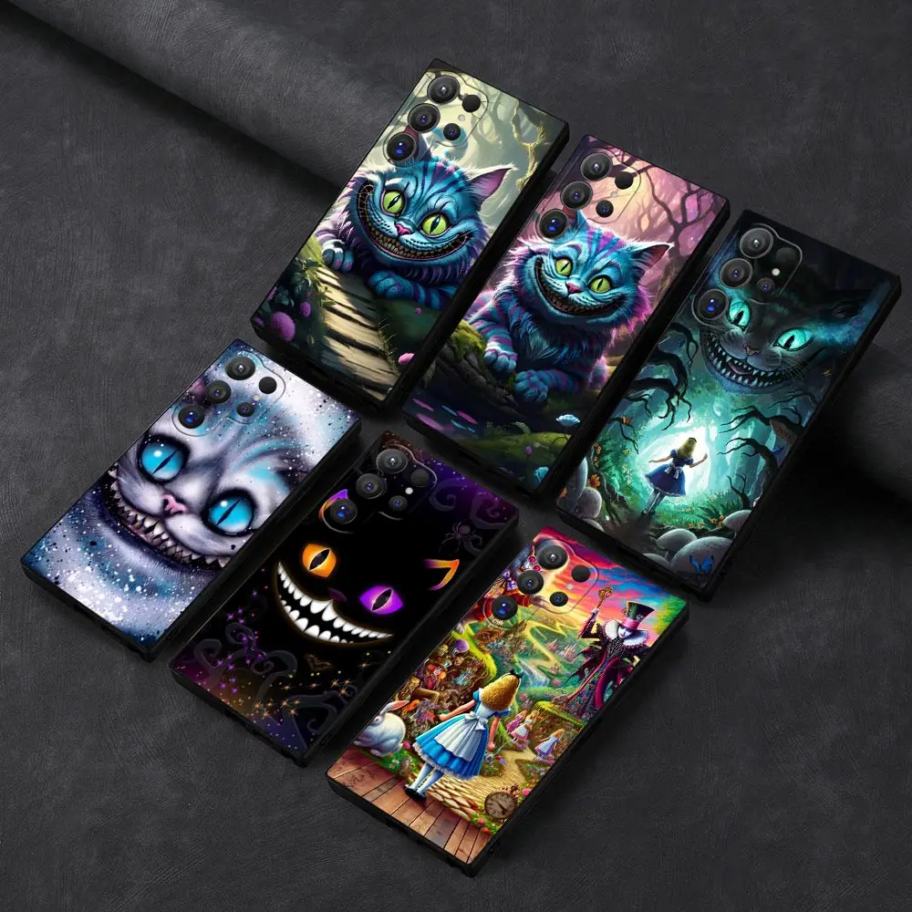 Disney Cheshire Cat Alice in Wonderland Case For Samsung Galaxy S24Ultra S23 S21 S20 Fe S10 S25 S22 Plus S24 Ultra Black Cover